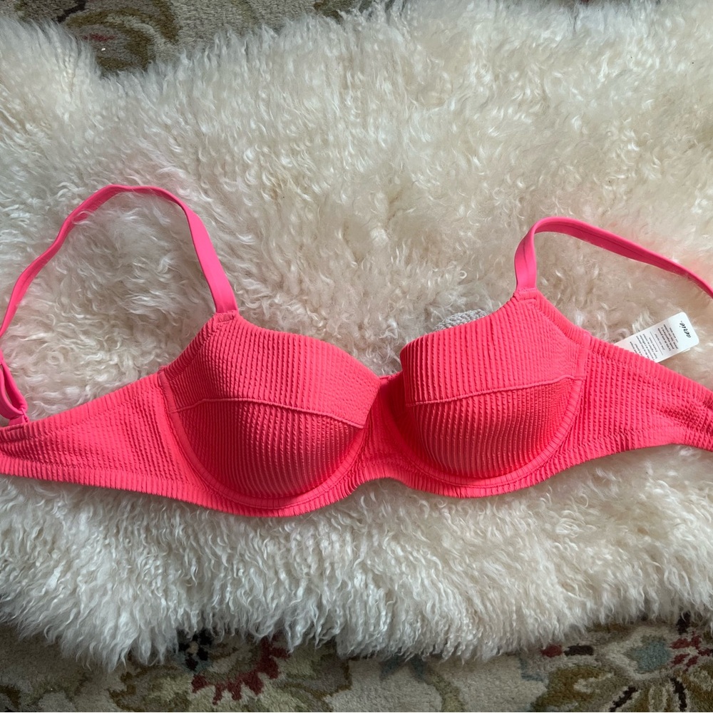 aerie Pink Ribbed Underwire Bikini Top - Picture 6 of 7